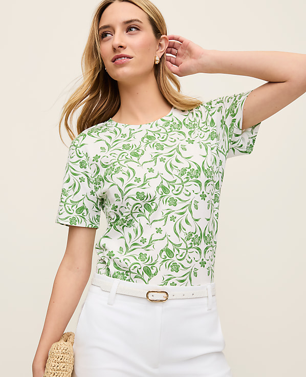 Petite Floral Crew Neck Tee