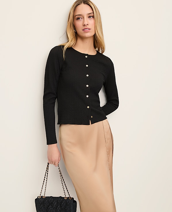 Petite Lettuce Trim Button Top