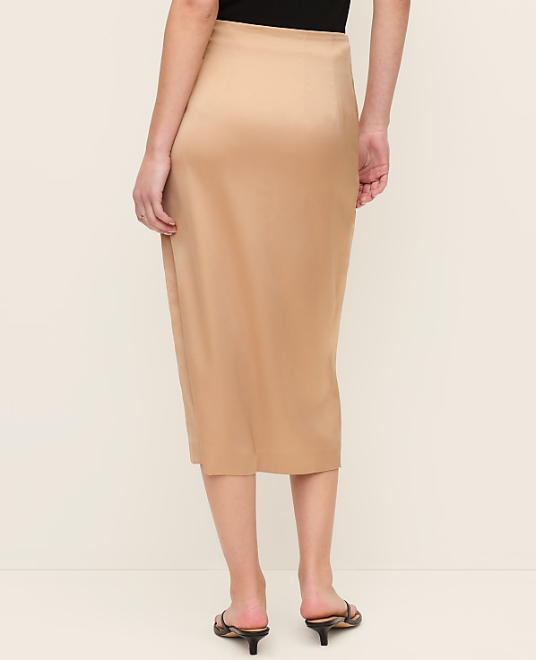 Satin Wrap Midi Skirt