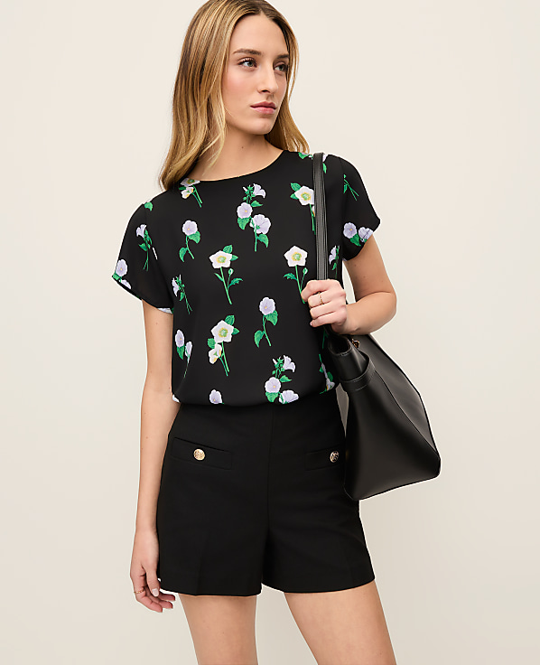 Floral Mixed Media Crew Neck Tee