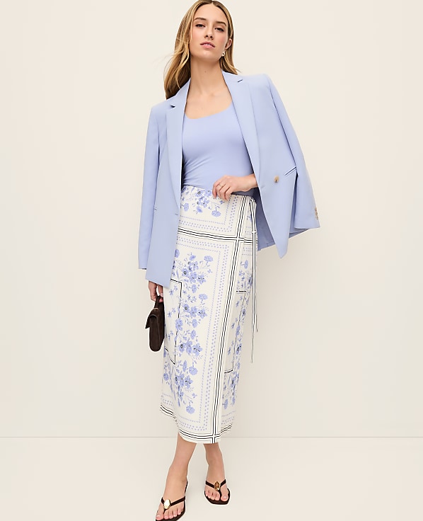 Floral Wrap Midi Skirt