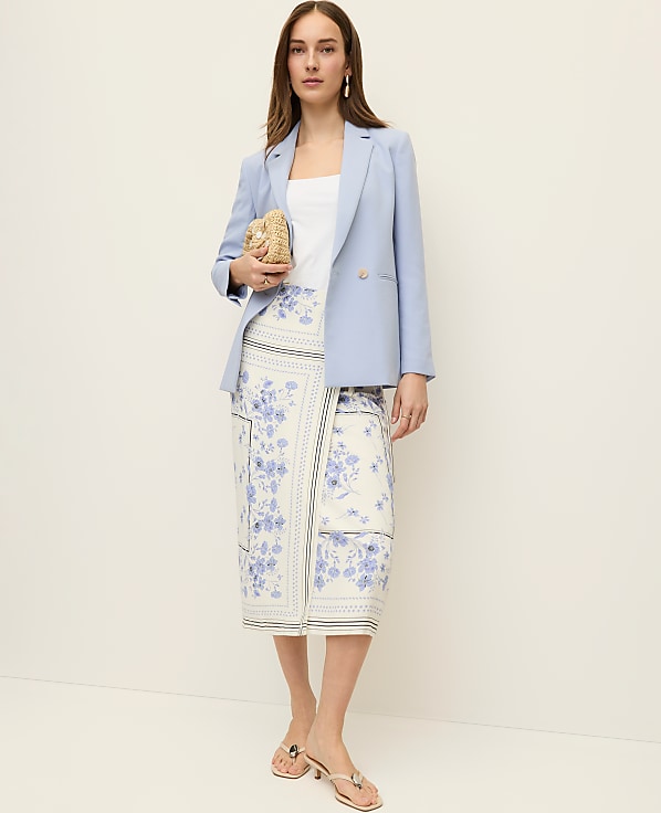The Wrap Effect Blazer in Textured Crepe