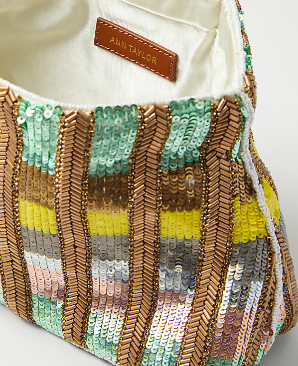 Striped Sequin Clutch