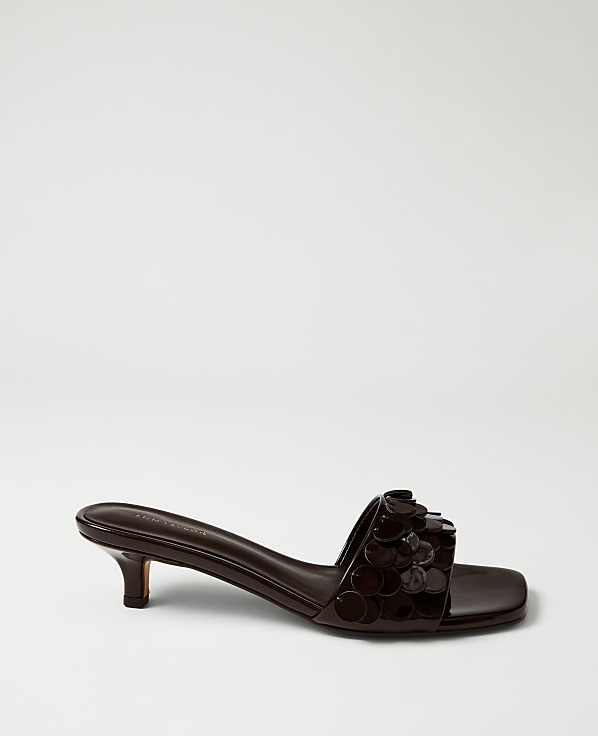 Patent Paillette Kitten Heel Sandal