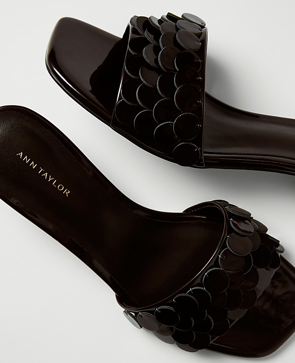 Patent Paillette Kitten Heel Sandal