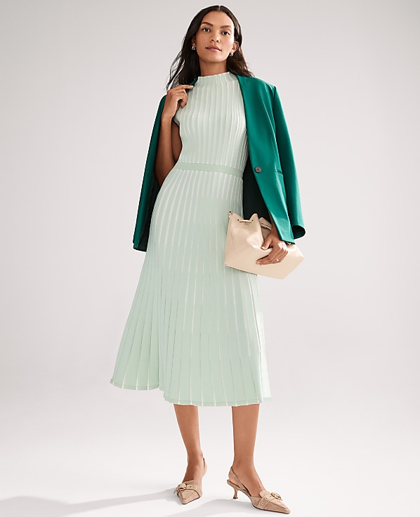 Petite Ribbed Mock Neck Sweater Dress