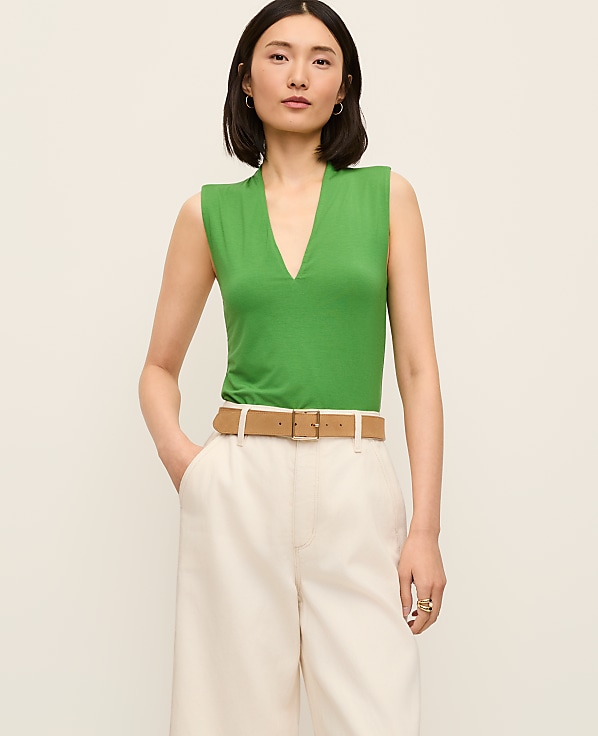 Petite Sleeveless V-Neck Top