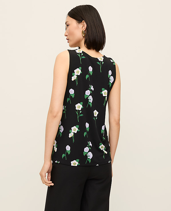 Petite Floral Mixed Media Tank Top