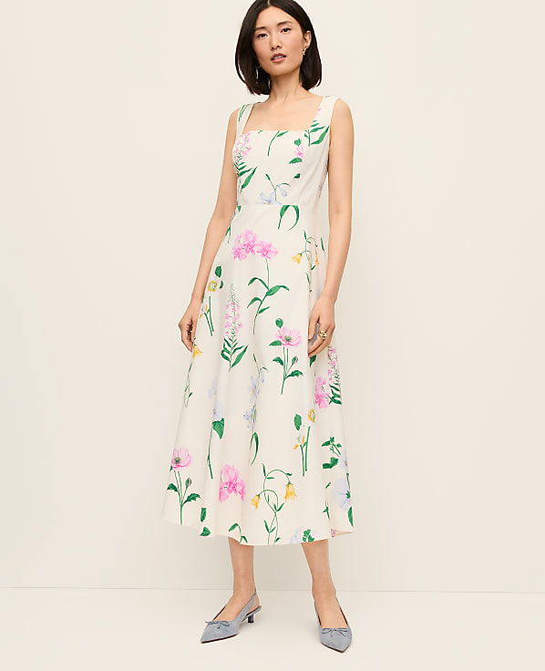 Petite Floral Flare Midi Dress