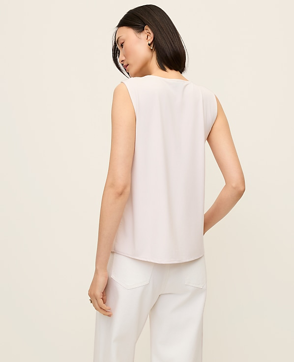 Mixed Media V-neck Ruffle Shell