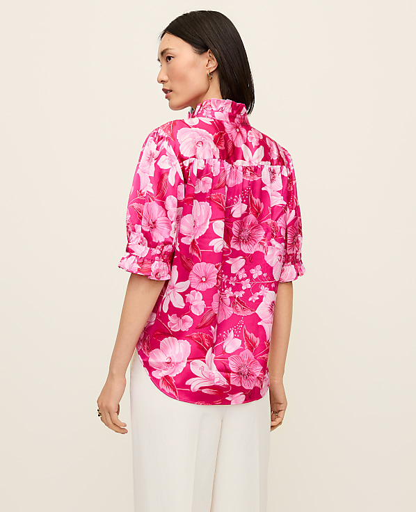 Floral Ruffle Collar Blouse