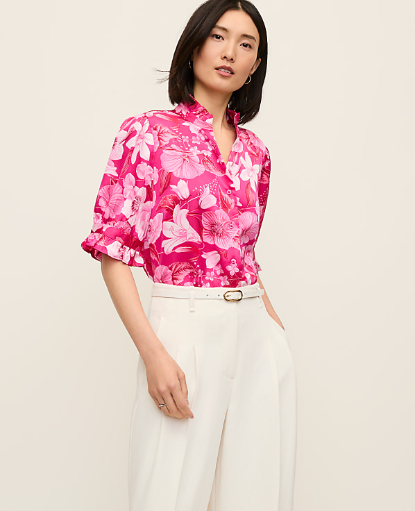 Floral Ruffle Collar Blouse