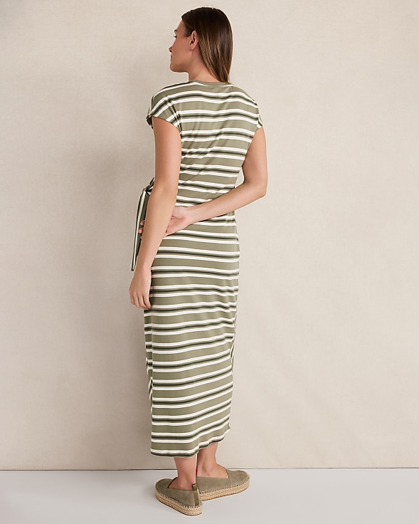 Haven Well With Organic Cotton Interlock Stripe Midi Knot Dress