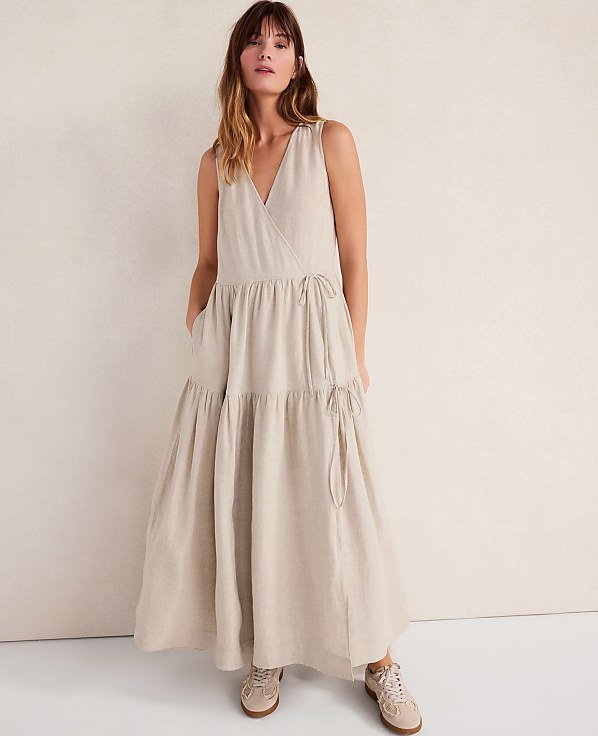 Haven Well Within Everweave Linen Tiered Wrap Dress