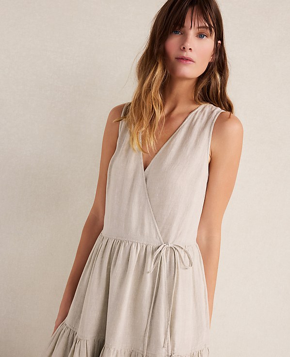 Haven Well Within Everweave Linen Tiered Wrap Dress