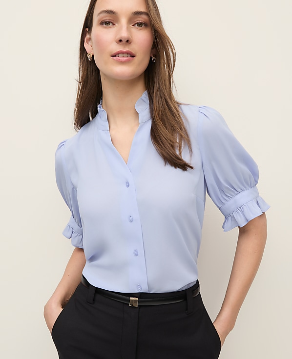 Petite Ruffle Collar Shirt
