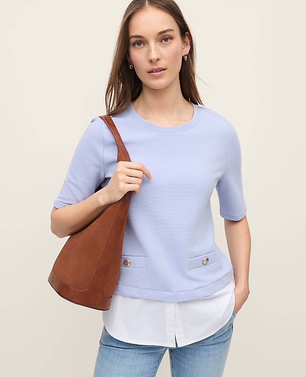 Petite Layered Mixed Media Top