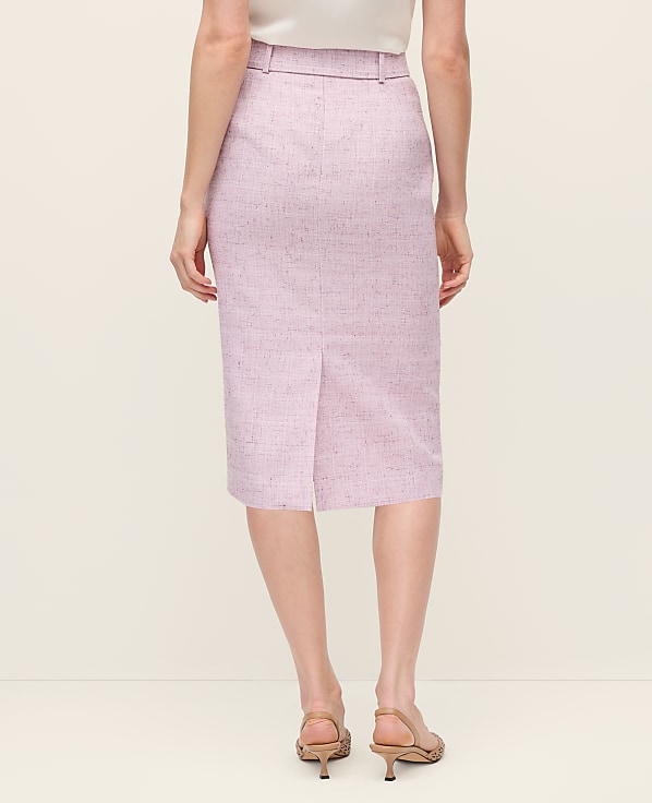 Tweed Belted Pencil Skirt