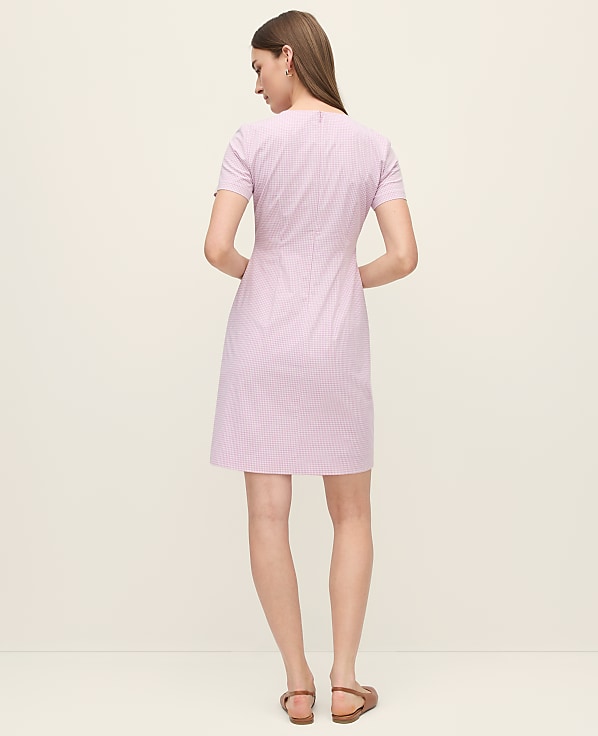 Gingham Button Pocket Shift Dress