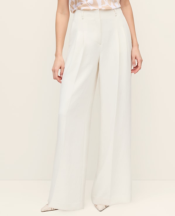 The Pleated Wide-Leg Pant in Textured Crepe