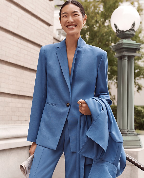 The Petite One Button Blazer in Luxe Twill
