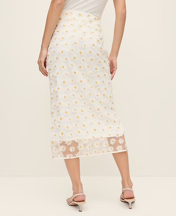 Daisy Appliqu&eacute; Column Midi Skirt