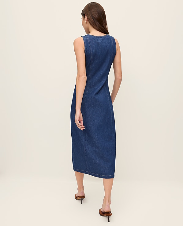 Denim Flare Midi Dress