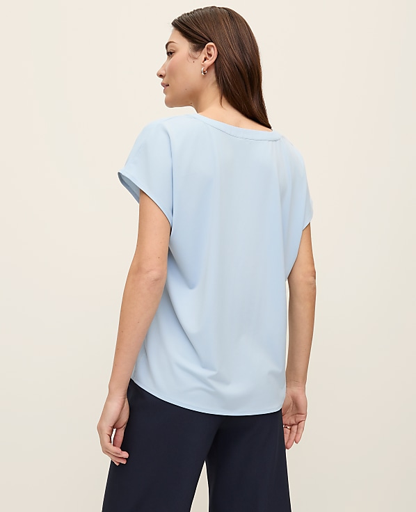 Petite Mixed Media Pleat Front Top