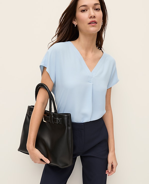 Mixed Media Pleat Front Top