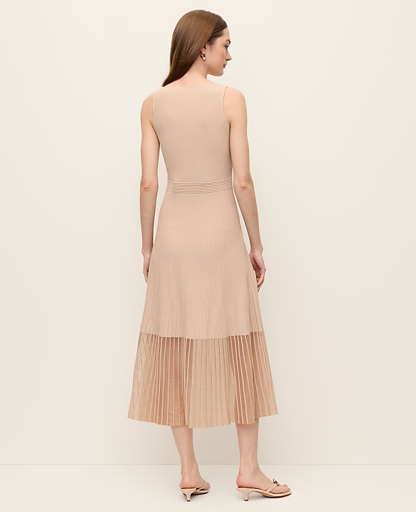 Square Neck Ribbed Sweater Dress