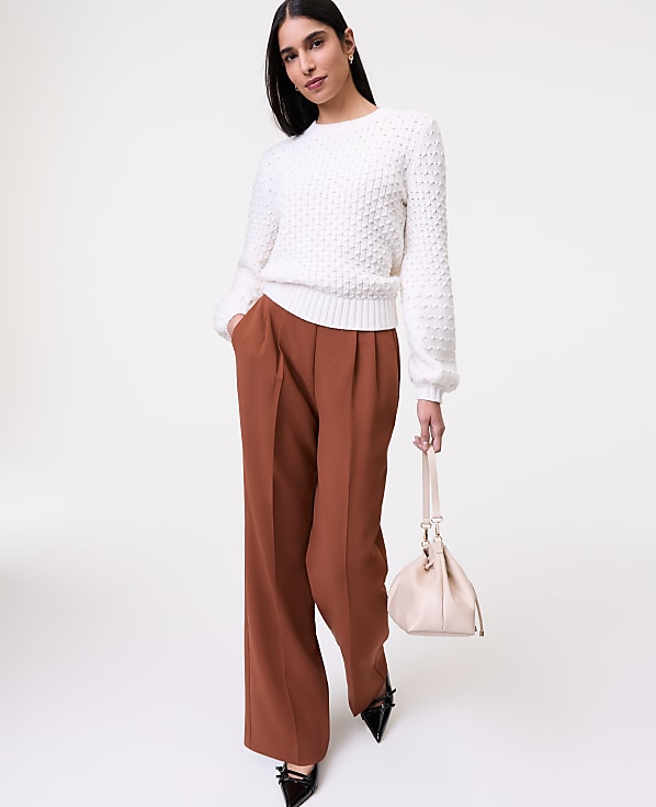 Petite Honeycomb Cable Crew Neck Sweater