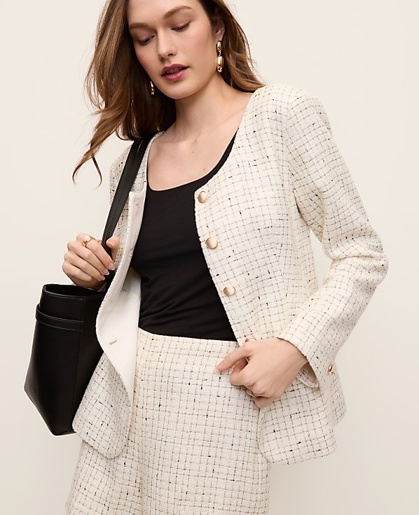 The Scoop Neck Jacket in Tweed