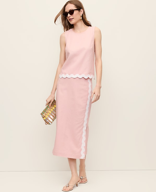 Petite Midi Skirt in Linen Blend