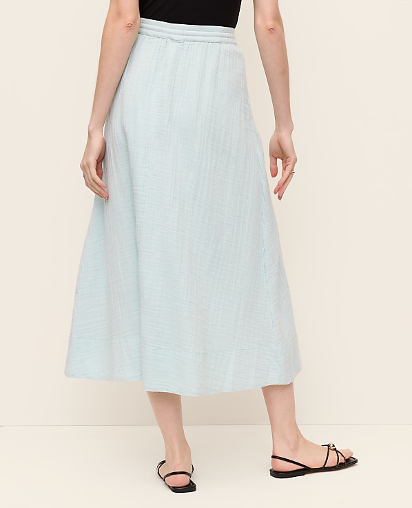 Petite Cotton Gauze Drawstring Midi Skirt