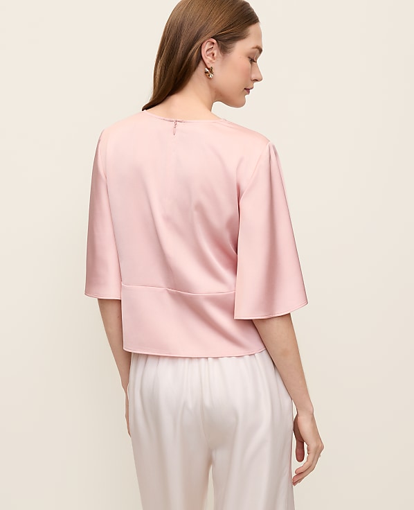 Petite Satin Tie Waist Blouse