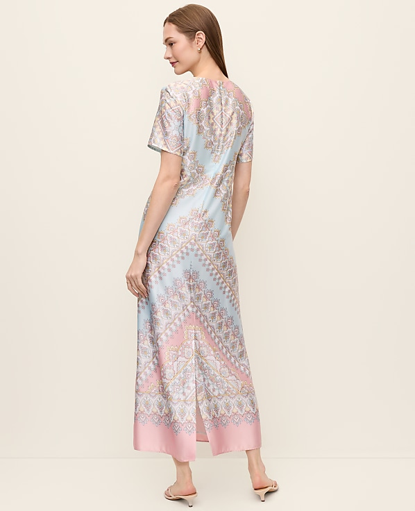 Satin Paisley Maxi Dress