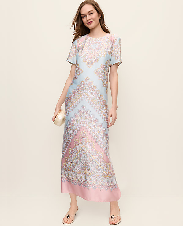 Satin Paisley Maxi Dress