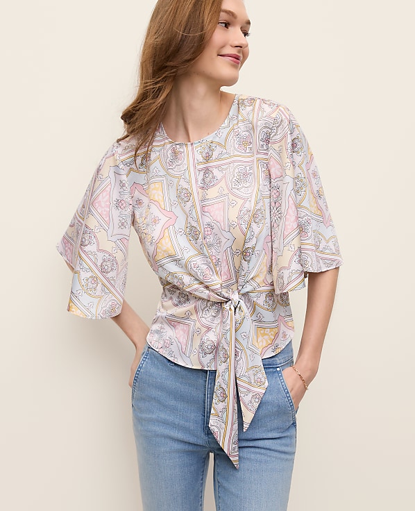 Paisley Tie Waist Blouse