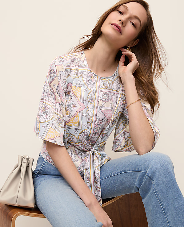 Paisley Tie Waist Blouse