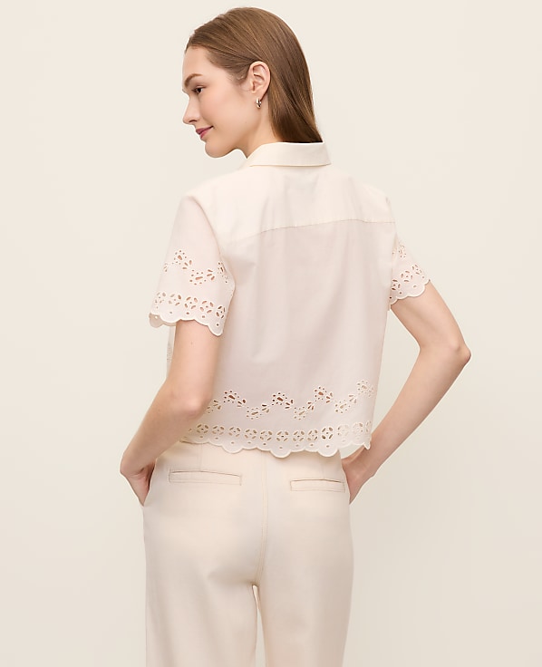 Eyelet Button Down Shirt