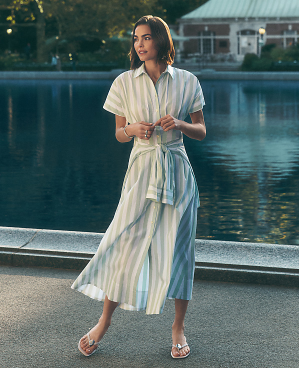 Weekend Striped Maxi Shirtdress