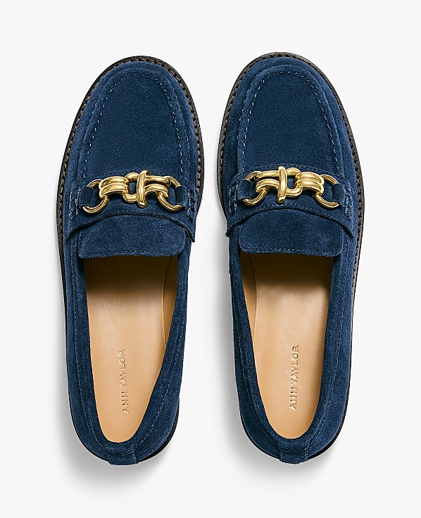 Hardware Embellished Suede Loafer