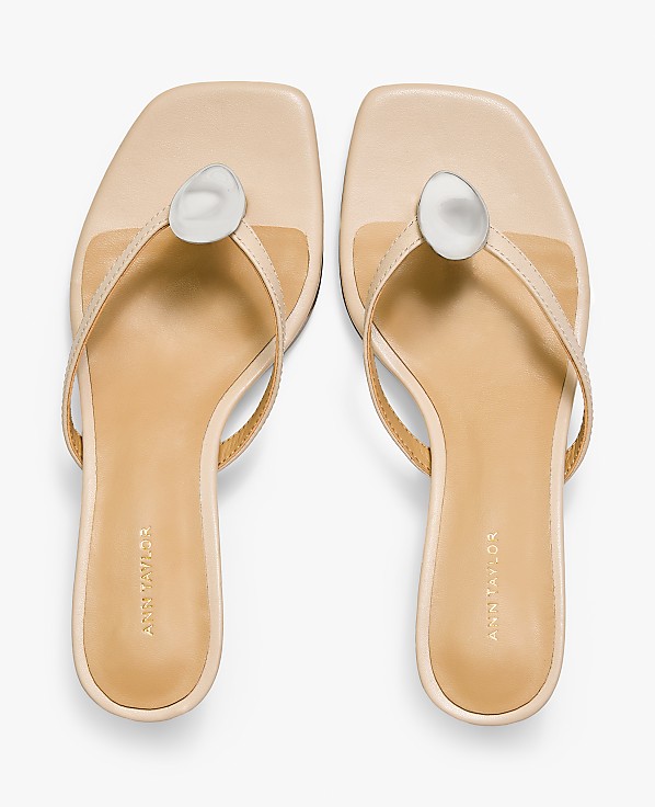 Leather Kitten Heel Sandal
