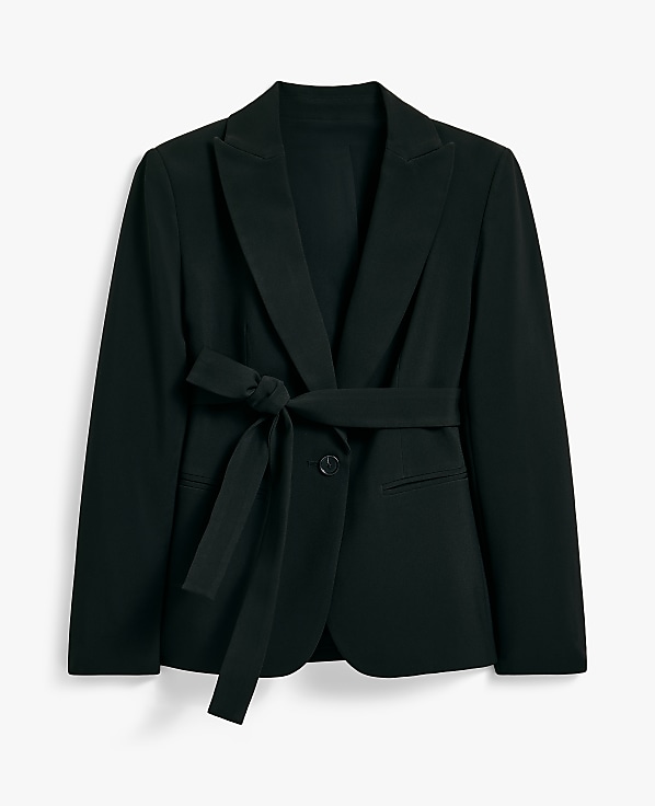The Petite Belted Blazer in Fluid Crepe