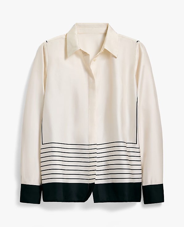 Petite Striped Satin Essential Shirt