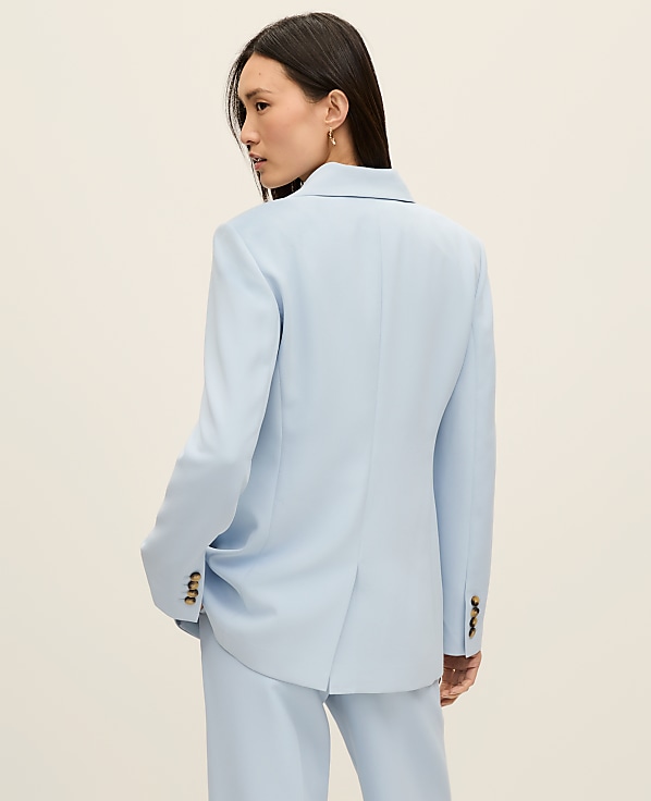 The Petite Fitted Long Blazer in Fluid Crepe