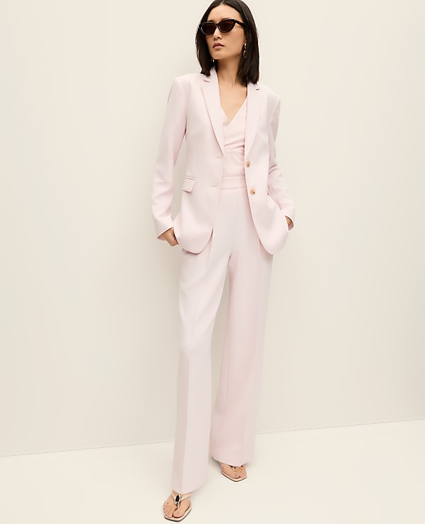 The Petite Side Zip Wide-Leg Pant in Textured Crepe