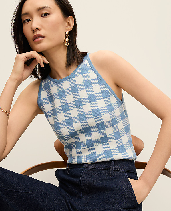 Gingham Halter Shell