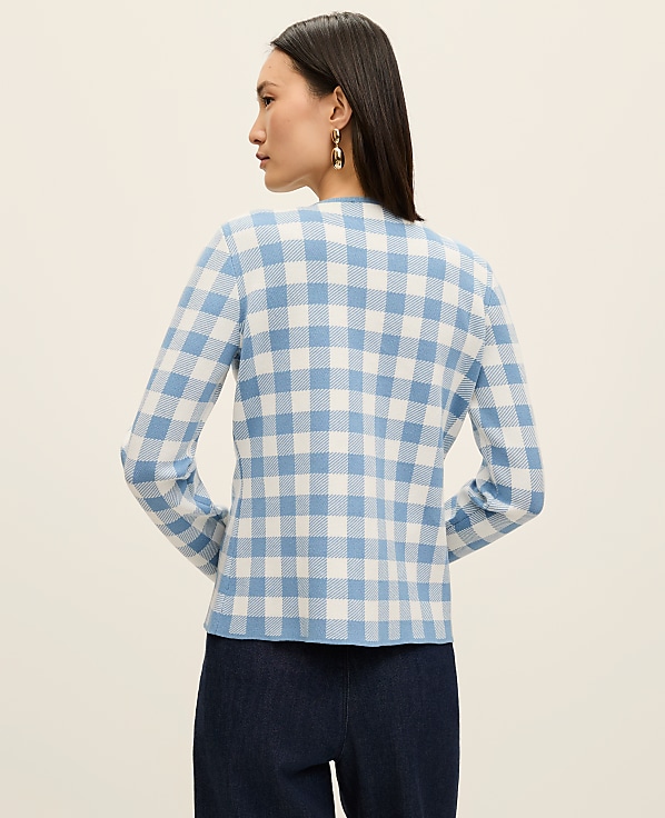 Gingham Jacquard Sweater Jacket