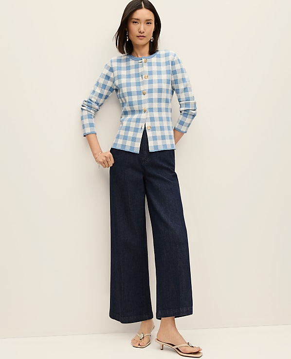 Gingham Jacquard Sweater Jacket
